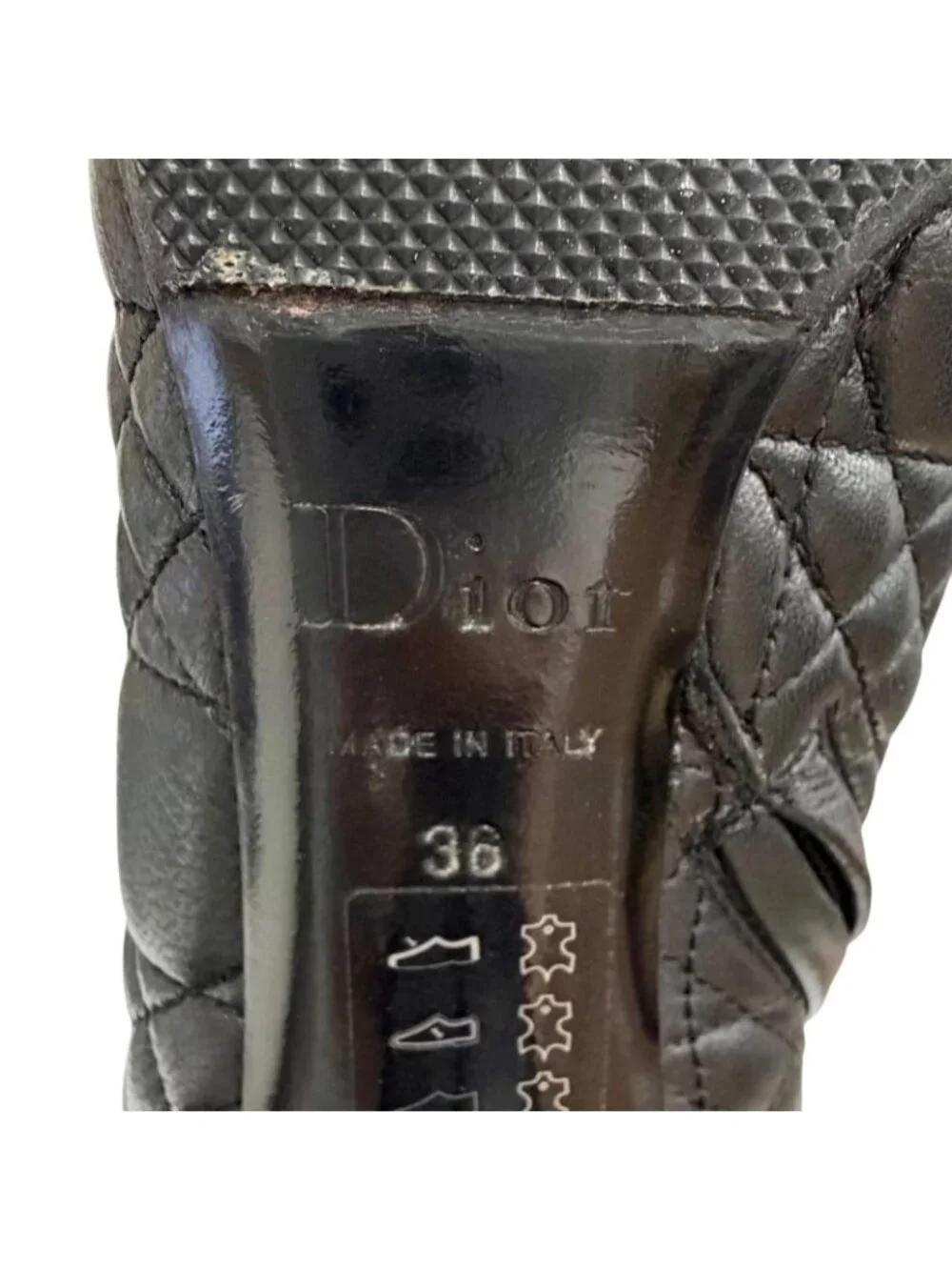 Dior Cannage Side Zip Leather Long Boots Black Silver